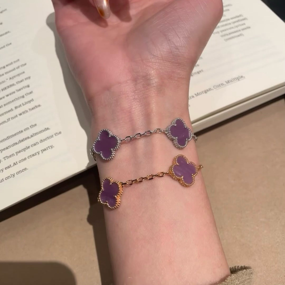 ˇGilded EraˇCLOVER 5 MOTIFS PURPLE VIOLET BRACELET