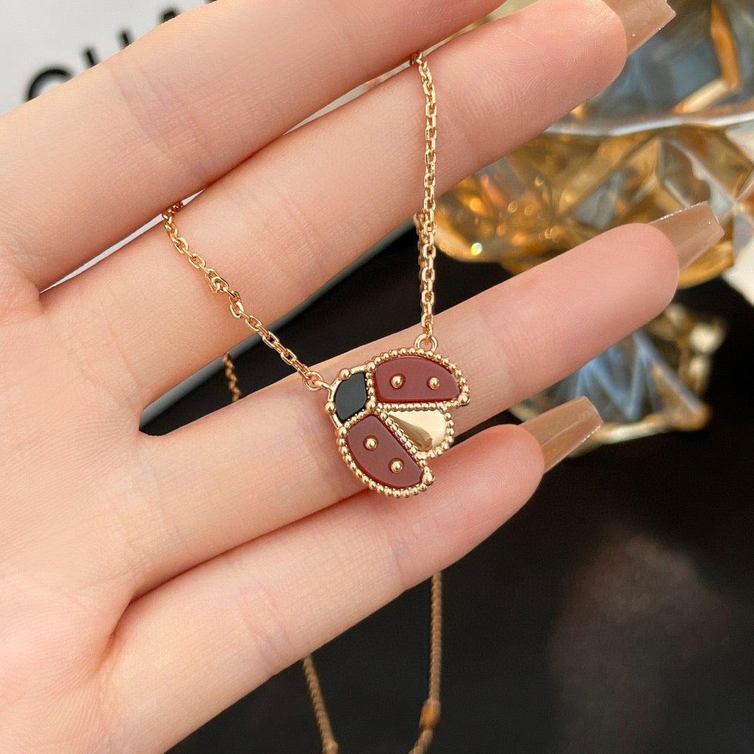 ˇGilded EraˇLUCKY CARNELIANS LADYBUG NECKLACE
