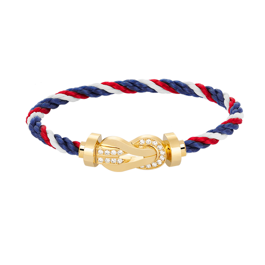 ˇGilded EraˇCHANCE LARGE 8 FIGURE BUCKLE HALF DIAMOND BRACELET GOLD