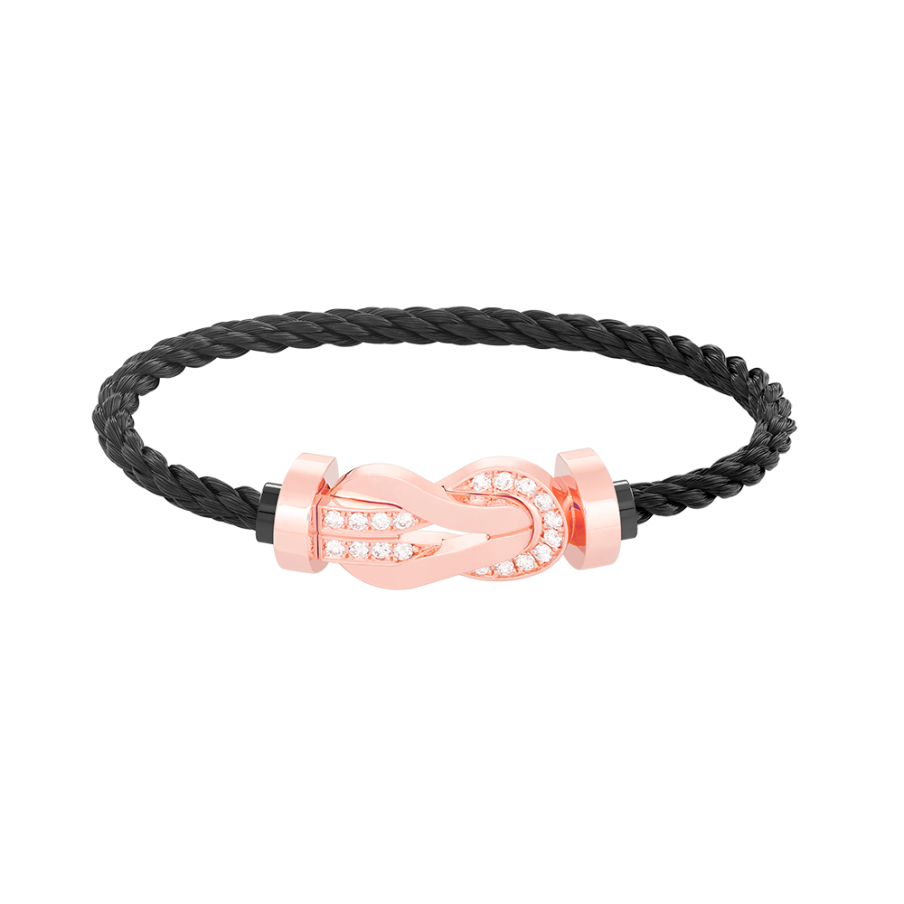 ˇGilded EraˇCHANCE LARGE 8 FIGURE BUCKLE HALF DIAMOND BRACELET ROSE GOLD