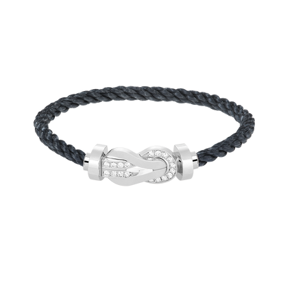 ˇGilded EraˇCHANCE LARGE 8 FIGURE BUCKLE HALF DIAMOND BRACELET SILVER