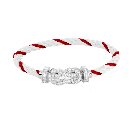 ˇGilded EraˇCHANCE LARGE 8 FIGURE BUCKLE FULL DIAMOND BRACELET SILVER