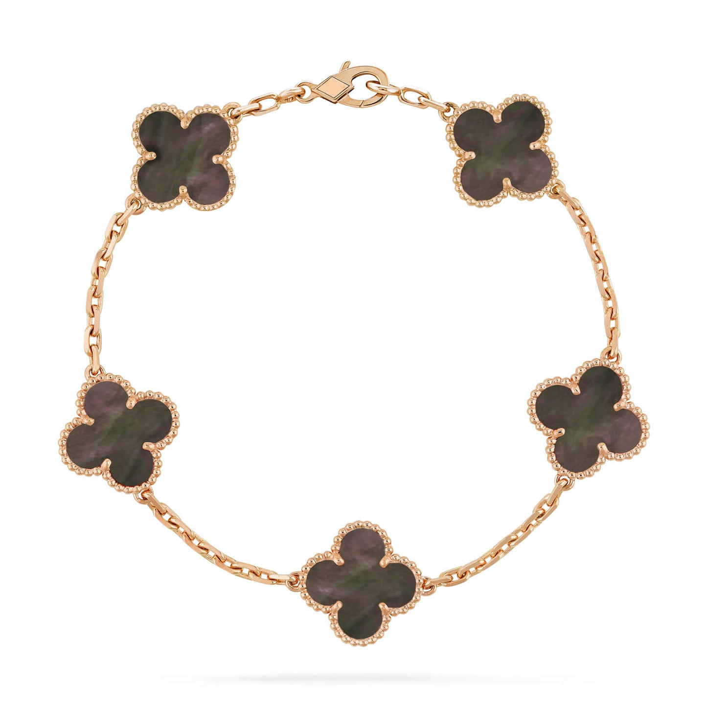 ˇGilded EraˇCLOVER 5 MOTIF GRAY MOP  BRACELET