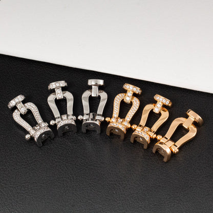 ˇGilded EraˇFORCE LARGE HORSESHOE FULL DIAMOND BRACELET SILVER