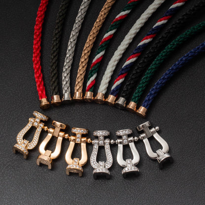 ˇGilded EraˇFORCE LARGE HORSESHOE HALF DIAMOND BRACELET ROSE GOLD
