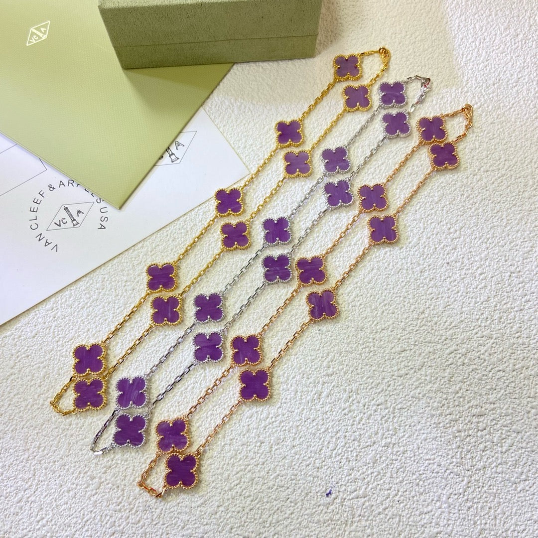 ˇGilded EraˇCLOVER 10 MOTIFS  PURPLE VIOLET  NECKLACE
