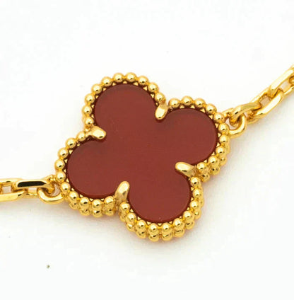 ˇGilded EraˇCLOVER  5 MOTIFS CARNELIAN GOLD BRACELET
