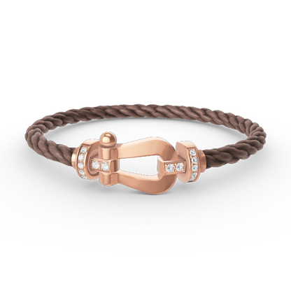 ˇGilded EraˇFORCE LARGE HORSESHOE HALF DIAMOND BRACELET ROSE GOLD
