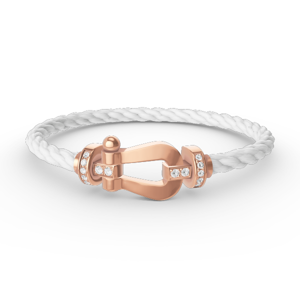 ˇGilded EraˇFORCE LARGE HORSESHOE HALF DIAMOND BRACELET ROSE GOLD