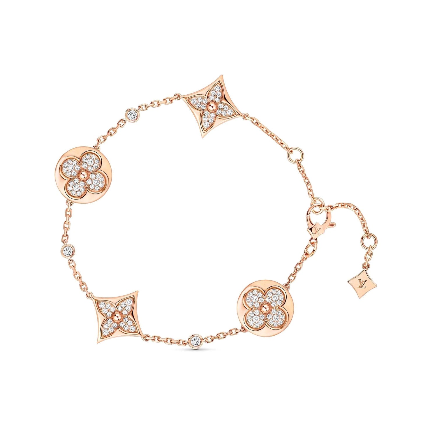 ˇGilded EraˇSTAR AND SUN 4 MOTIFS GOLD DIAMONDS BRACELET