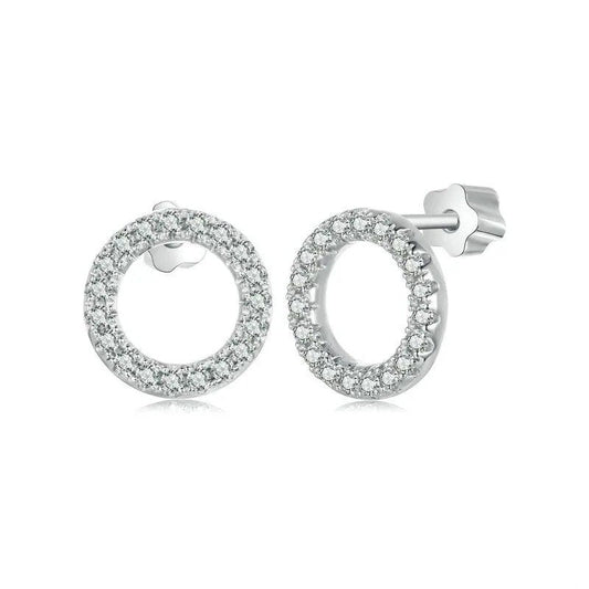 [STREET]Forever Clear Moissanit Circle Round Stud Earrings