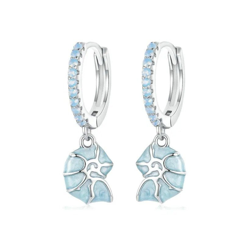 [STREET]Ohrclips mit blauer Muschelform, hypoallergen
