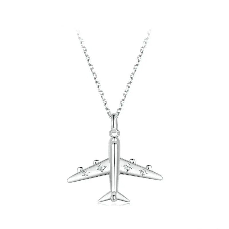 [STREET] Zarte Flugzeug-Anhänger-Halskette, platinplattiert