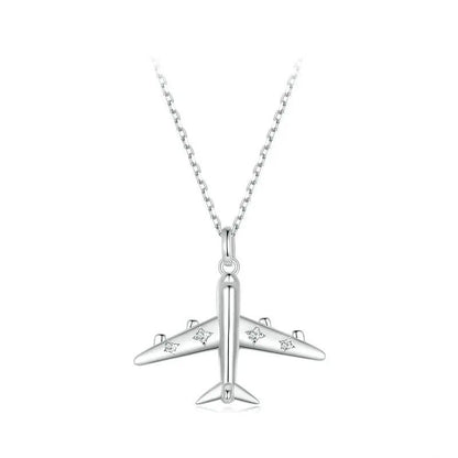 [STREET] Zarte Flugzeug-Anhänger-Halskette, platinplattiert