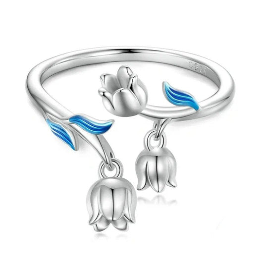 [STREET] Wunderschöner offener Ring mit Blumenmuster für Damen, fein vergoldetes Platin