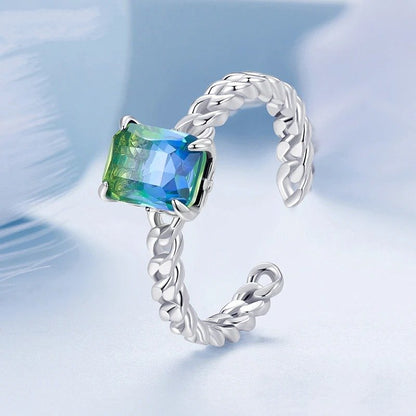 [STREET]Verstellbarer Ring aus blauem und grünem Turmalin