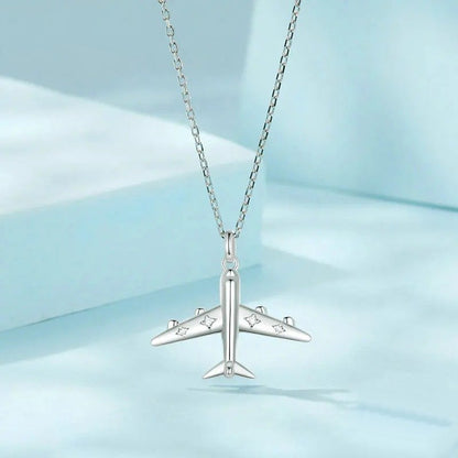 [STREET] Zarte Flugzeug-Anhänger-Halskette, platinplattiert