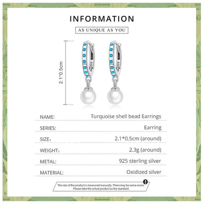[STREET]Turquoise Pendent Shell Bead Drop Earrings