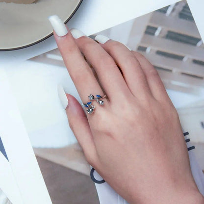 [STREET] Wunderschöner offener Ring mit Blumenmuster für Damen, fein vergoldetes Platin