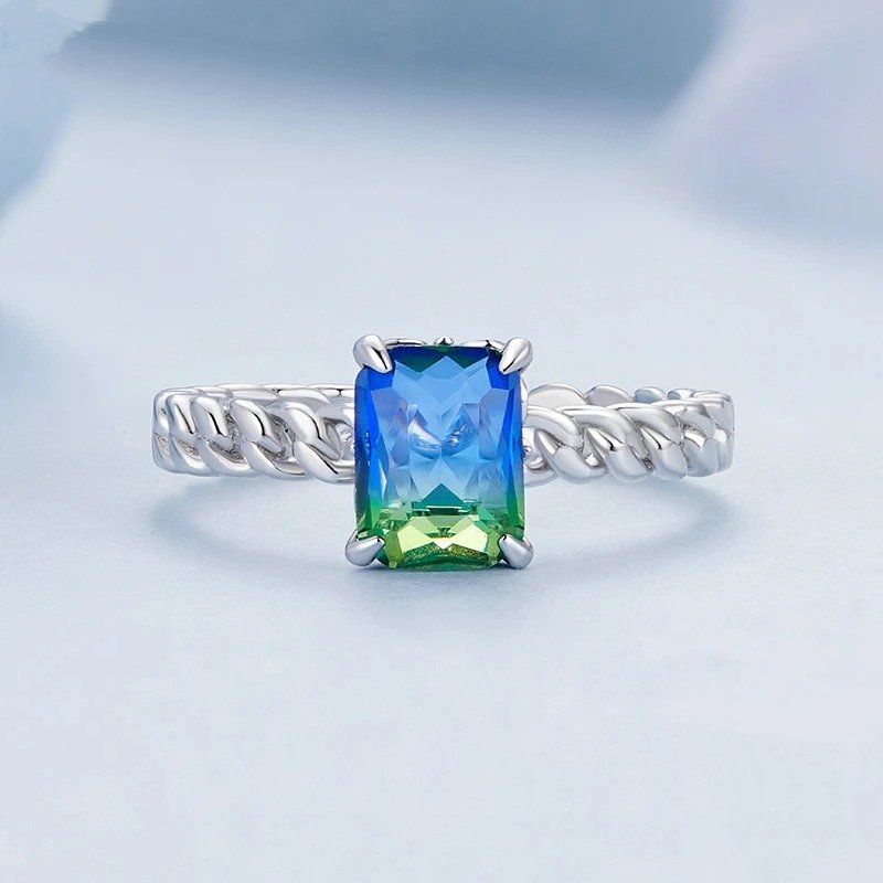 [STREET]Verstellbarer Ring aus blauem und grünem Turmalin