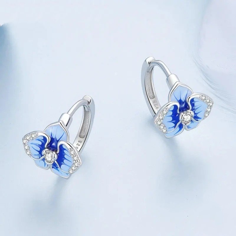 [STREET]Blue Enamel Butterfly Orchid Ear Clips Phalaenopsis Flower