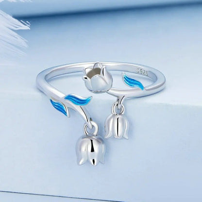 [STREET] Wunderschöner offener Ring mit Blumenmuster für Damen, fein vergoldetes Platin