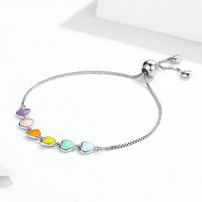 [STREET]Rainbow Color Enamel Heart Bracelet