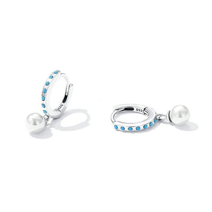 [STREET]Turquoise Pendent Shell Bead Drop Earrings