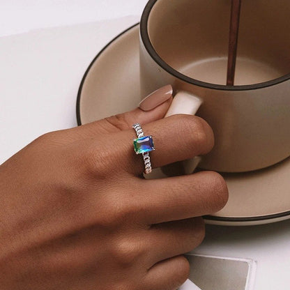 [STREET]Verstellbarer Ring aus blauem und grünem Turmalin