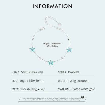 [STREET]Gradient Blue-green Starfish Link Chain Bracelets