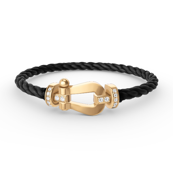 ˇGilded EraˇFORCE LARGE HORSESHOE HALF DIAMOND BRACELET GOLD