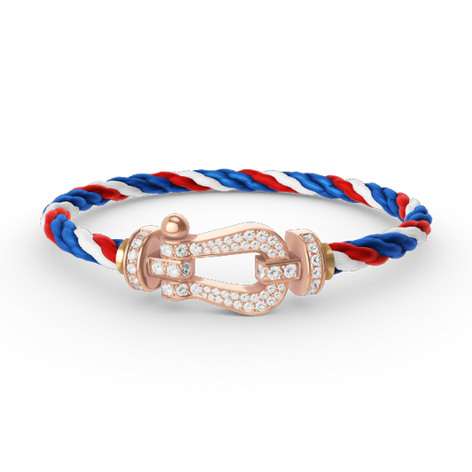 ˇGilded EraˇFORCE LARGE HORSESHOE FULL DIAMOND BRACELET ROSE GOLD