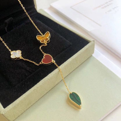ˇGilded EraˇLUCKY SPRING 4 MOTIFS ROSE GOLD NECKLACE