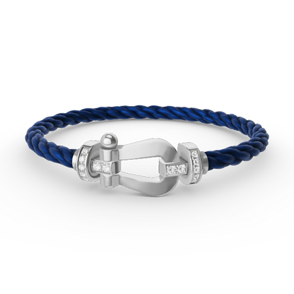 ˇGilded EraˇFORCE LARGE HORSESHOE HALF DIAMOND BRACELET SILVER