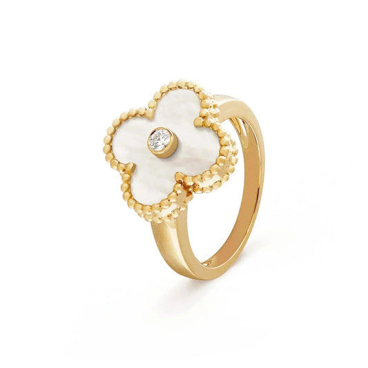 ˇGilded EraˇCLOVER PINK MOP RING GOLD DIAMOND